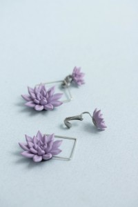 2 in 1 Purple Succulent Clip-on Earrings