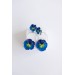 Dark Blue Clip-on Pansy Stainless Steel Earrings Handmade Polymer clay Stainless steel Statement Earrings Gift for her