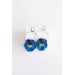 Dark Blue Clip-on Pansy Stainless Steel Earrings Handmade Polymer clay Stainless steel Statement Earrings Gift for her