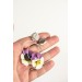 Statement and Beautiful: Exquisite Violet and Yellow Blossom Pansy Flowers Earrings