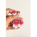 Pink White Clip-on Stainless Steel Earrings Handmade Polymer clay Stainless steel Statement Earrings Gift for her
