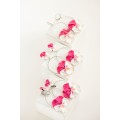 Pink White Clip-on Stainless Steel Earrings Handmade Polymer clay Stainless steel Statement Earrings Gift for her