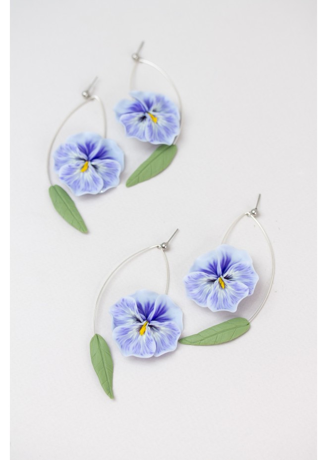 Blue Pansy Dangle Earring