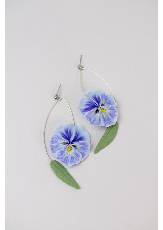 Blue Pansy Dangle Earring