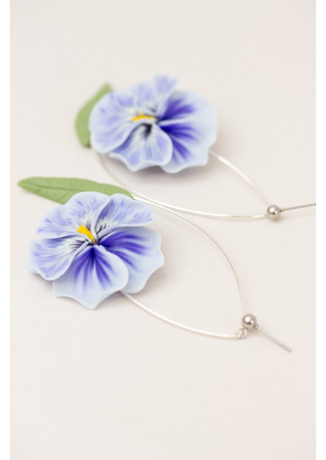 Blue Pansy Dangle Earring