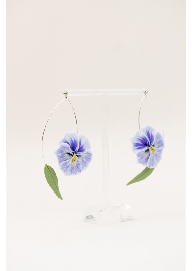 Blue Pansy Dangle Earring