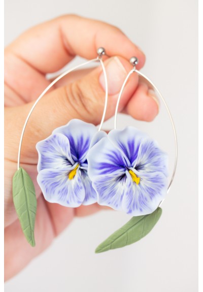 Blue Pansy Dangle Earring