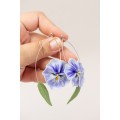 Blue Pansy Dangle Earring