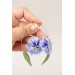Blue Pansy Dangle Earring