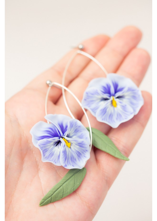 Blue Pansy Dangle Earring