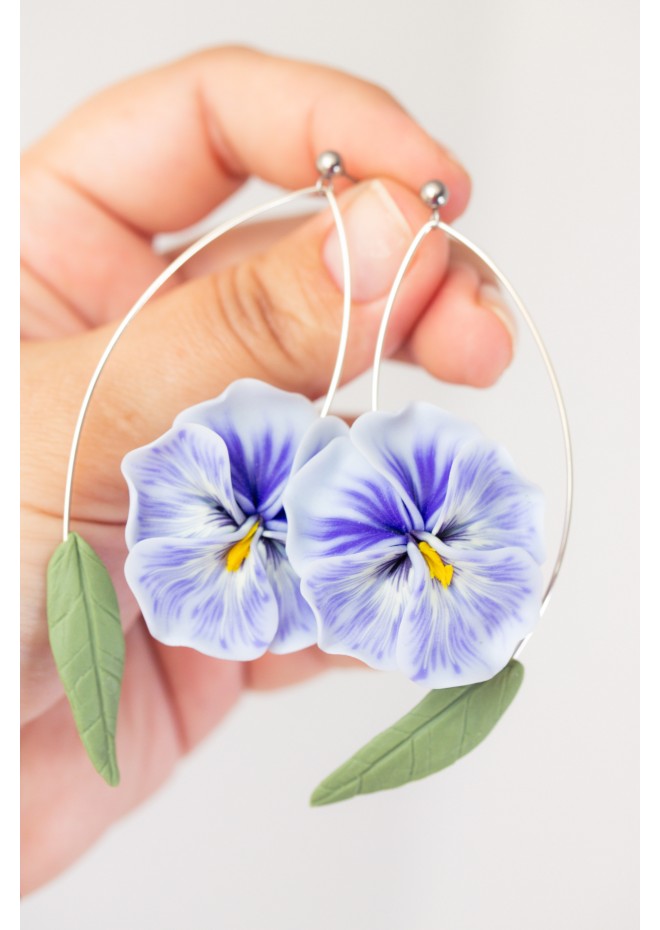 Blue Pansy Dangle Earring