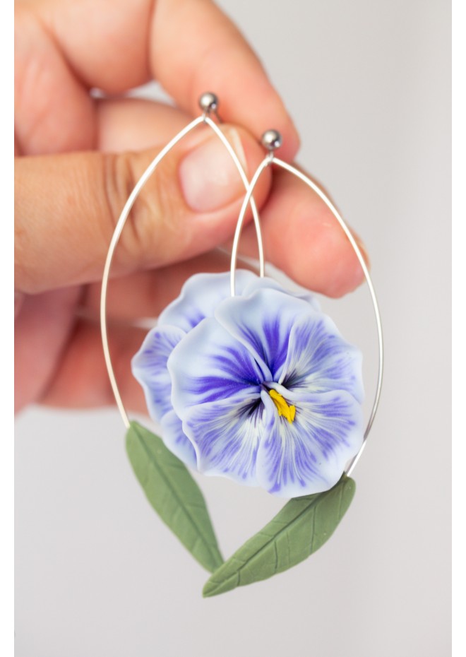 Blue Pansy Dangle Earring