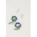 Deep Blue Pansy Dangle Earrings