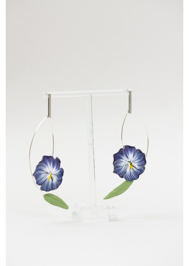 Deep Blue Pansy Dangle Earrings
