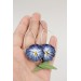 Deep Blue Pansy Dangle Earrings