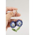 Deep Blue Pansy Dangle Earrings