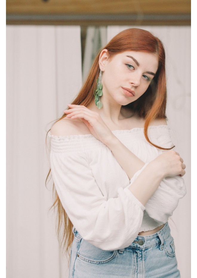 Green Leafs Statement cuff earrings