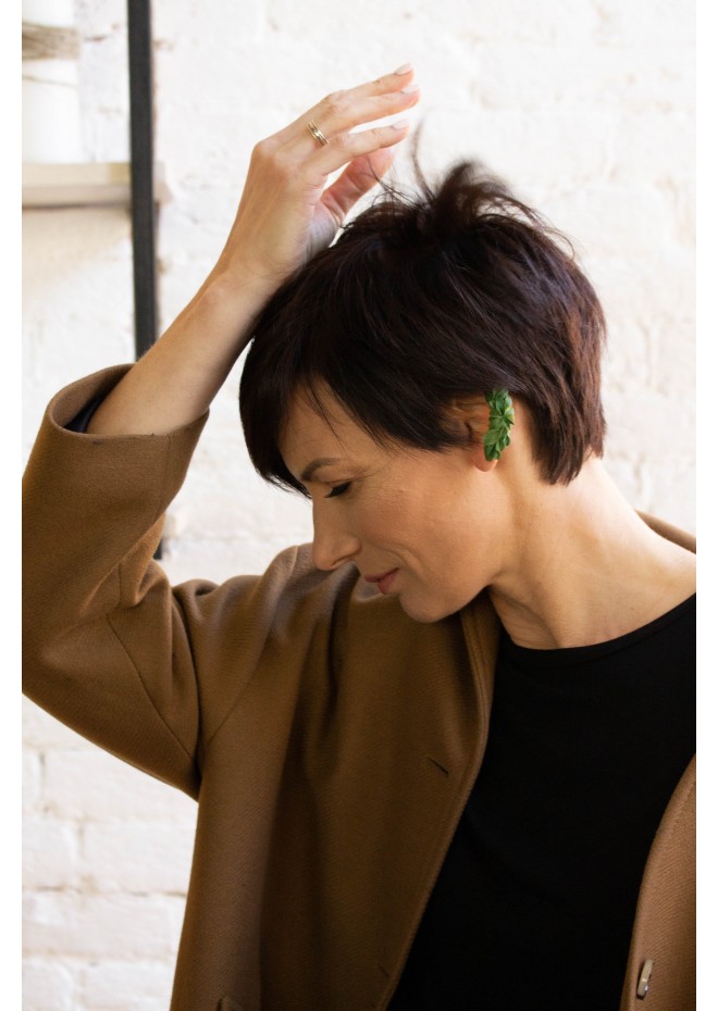 Green Leafs ear cuff earrings