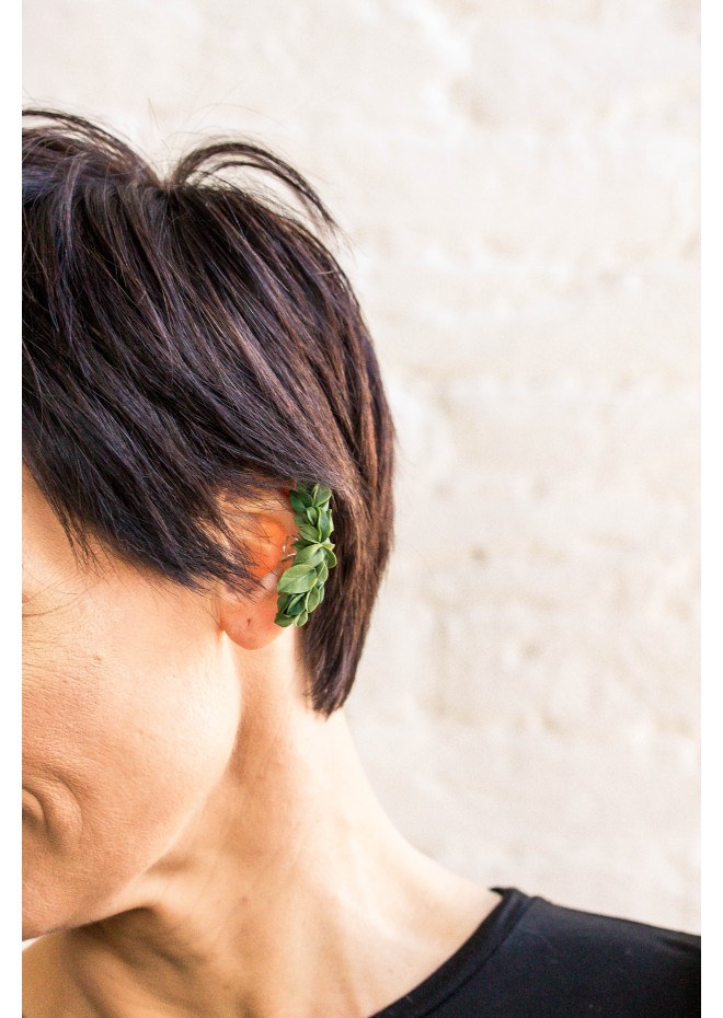 Green Leafs ear cuff earrings