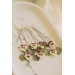 Chic Flower Bud Ear Cuffs: Stylish Non-Pierced Earrings with Delicate Blossoms and Green Leaves