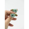 Flowers Boquet Cuff earrings Blue Green Beige floral stud earrings, unique floral jewelry, design from EtenIren