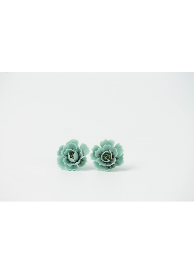 Flowers Boquet Cuff earrings Blue Green Beige floral stud earrings, unique floral jewelry, design from EtenIren