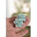 Blue Succulent Flower hoop earrings from polymer clay, 100% handmade