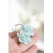 Blue Succulent Flower hoop earrings from polymer clay, 100% handmade