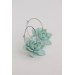 Blue Succulent Flower hoop earrings from polymer clay, 100% handmade