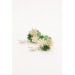 Beige and Green Succulent Stud Earrings with a Pearl