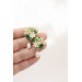 Beige and Green Succulent Stud Earrings with a Pearl