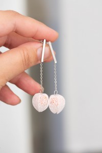 Physalis earrings, Plants Flowers earrings made from polymer clay, White drop earrings, Hypoallergenic Studs