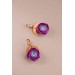 Purple Ranunculus Dangle Rose Earrings, Rose Earrings, Dangle Earrings, Garden Wedding Party Gift for Bridesmaids, Birthday Gift