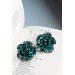 Teal  Flowers hoop earrings from polymer clay, 100% handmade