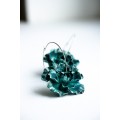 Teal  Flowers hoop earrings from polymer clay, 100% handmade