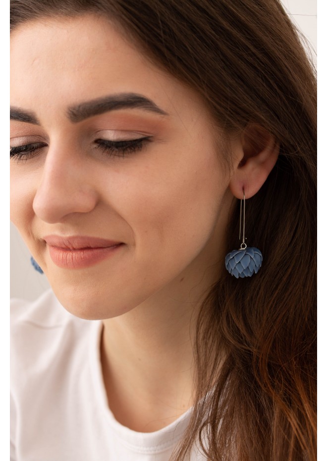 Blue Artichoke Drop Earrings