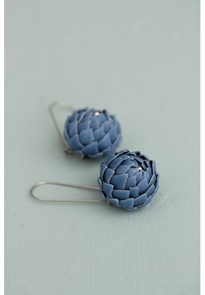 Blue Artichoke Drop Earrings