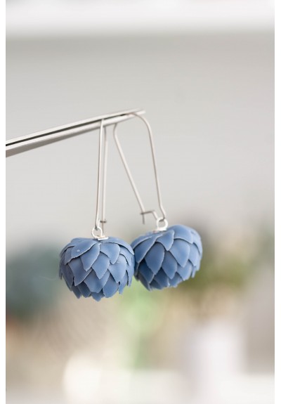 Blue Artichoke Drop Earrings