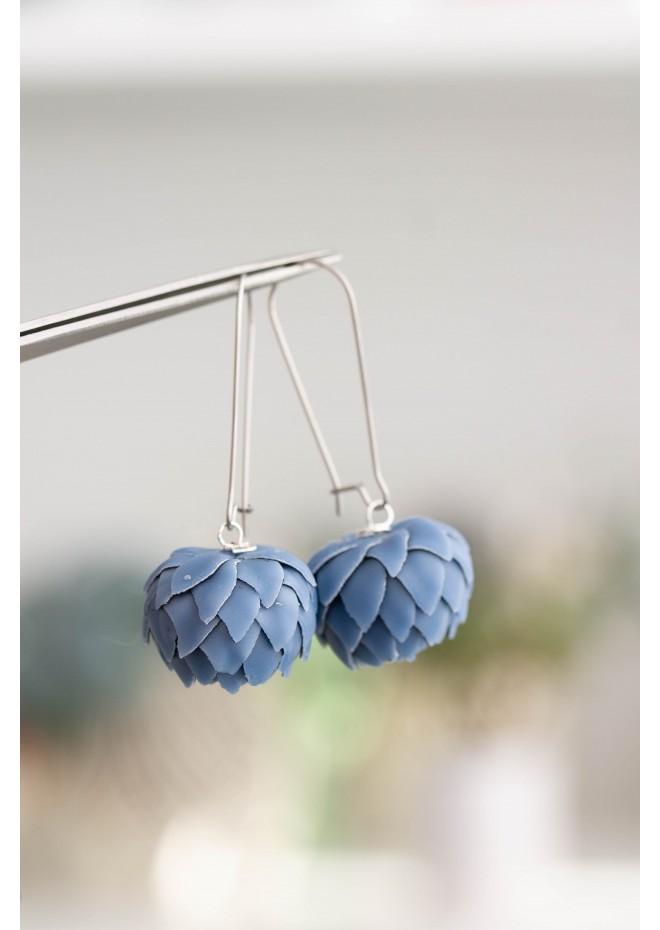 Blue Artichoke Drop Earrings