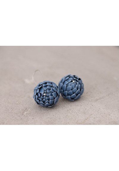 Blue Artichoke Drop Earrings