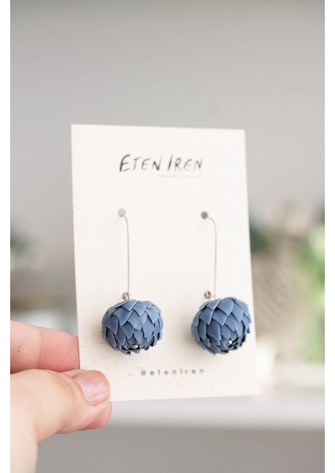 Blue Artichoke Drop Earrings