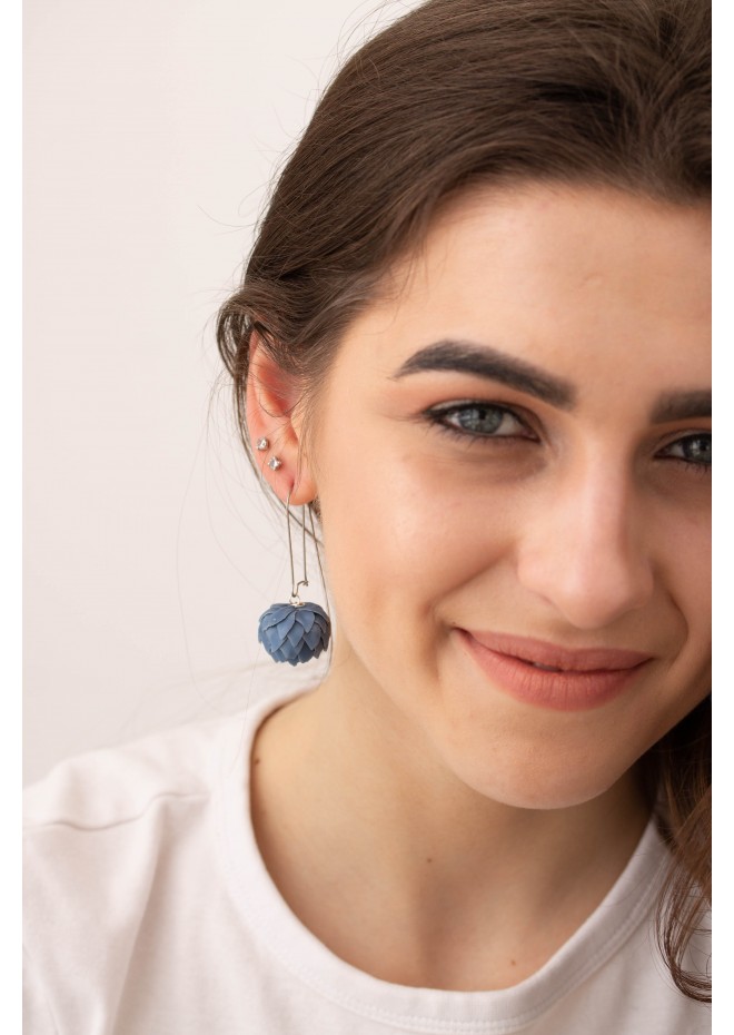 Blue Artichoke Drop Earrings