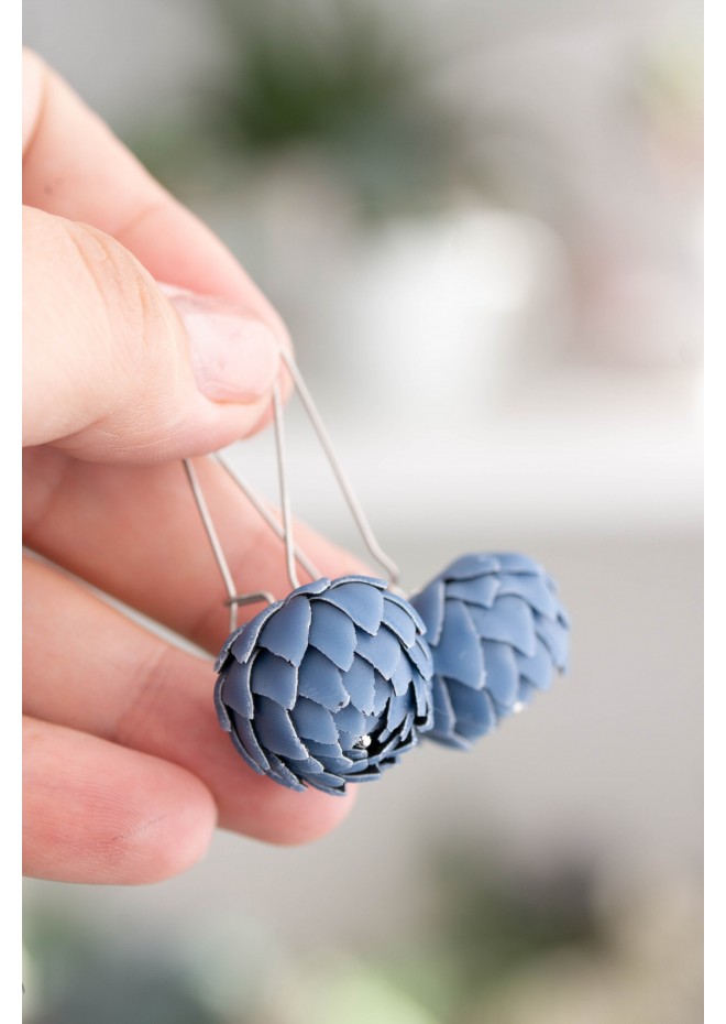 Blue Artichoke Drop Earrings