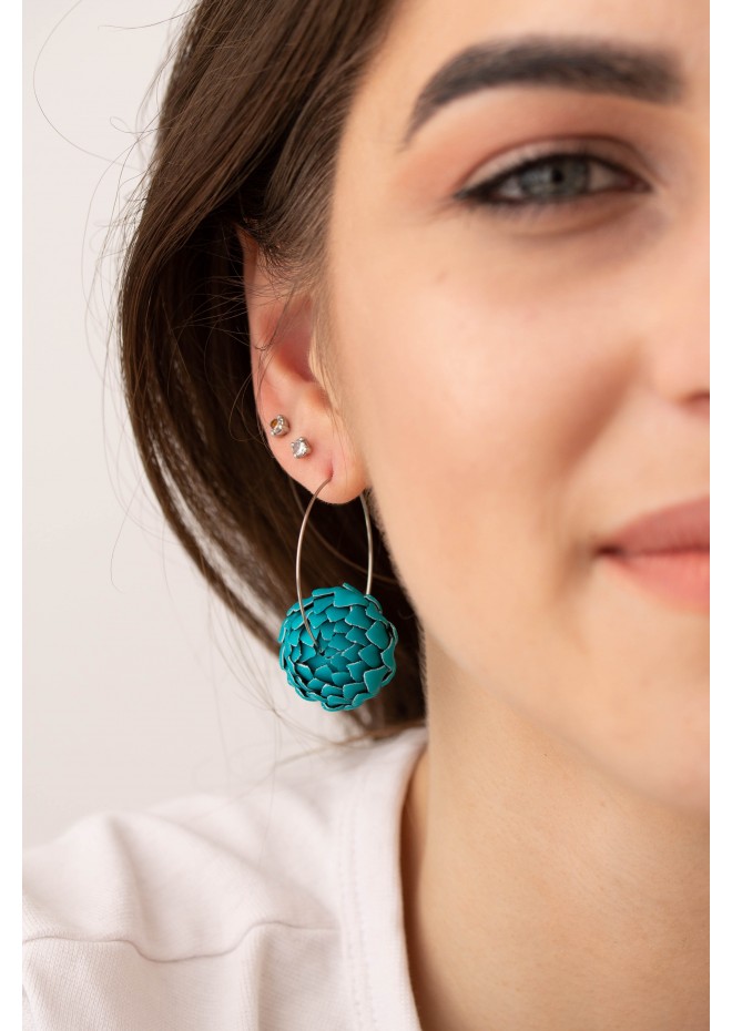 Teal Artichoke Hoop Earrings