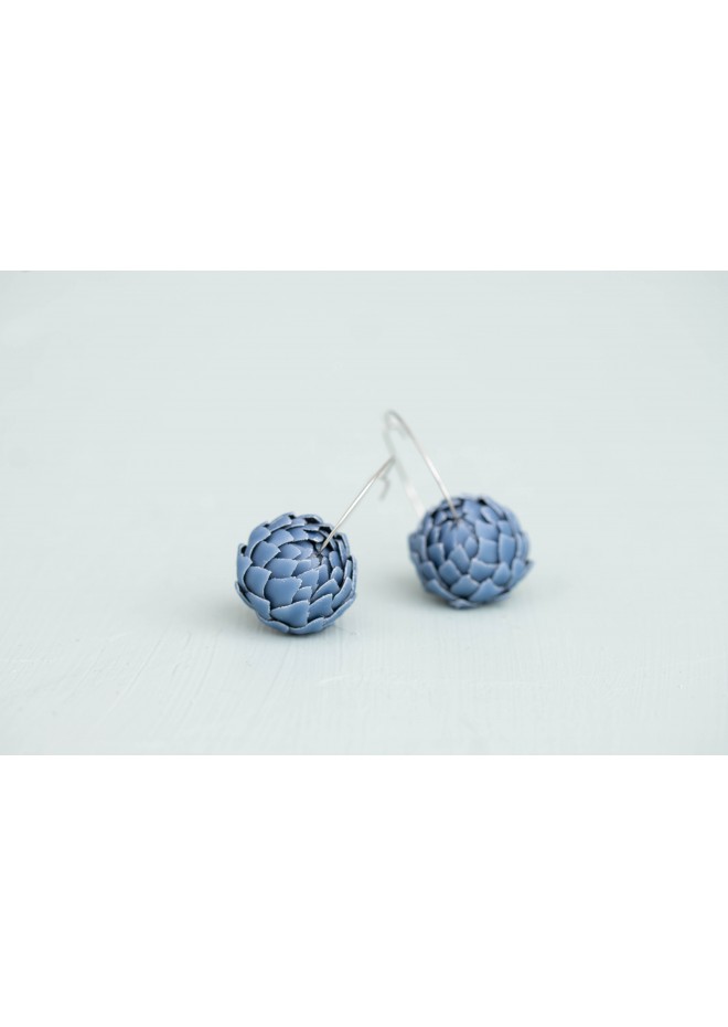 Blue Artichoke Hoop Earrings