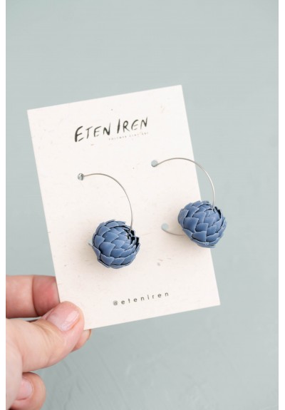 Blue Artichoke Hoop Earrings