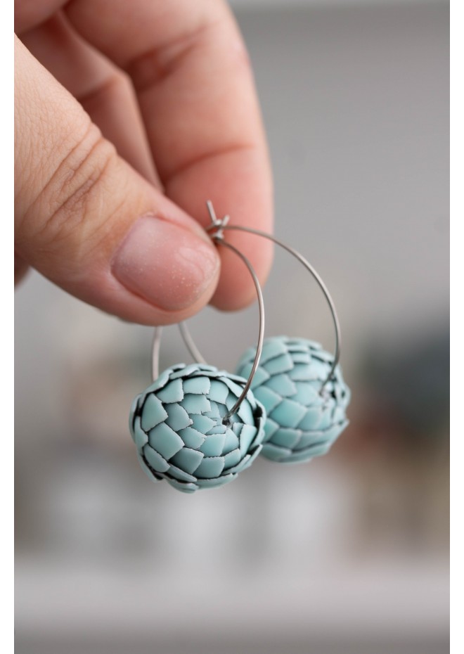 Mint  Artichoke Hoop Earrings