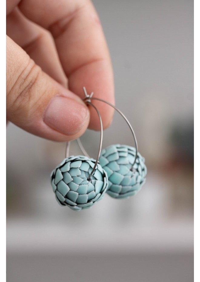 Mint  Artichoke Hoop Earrings