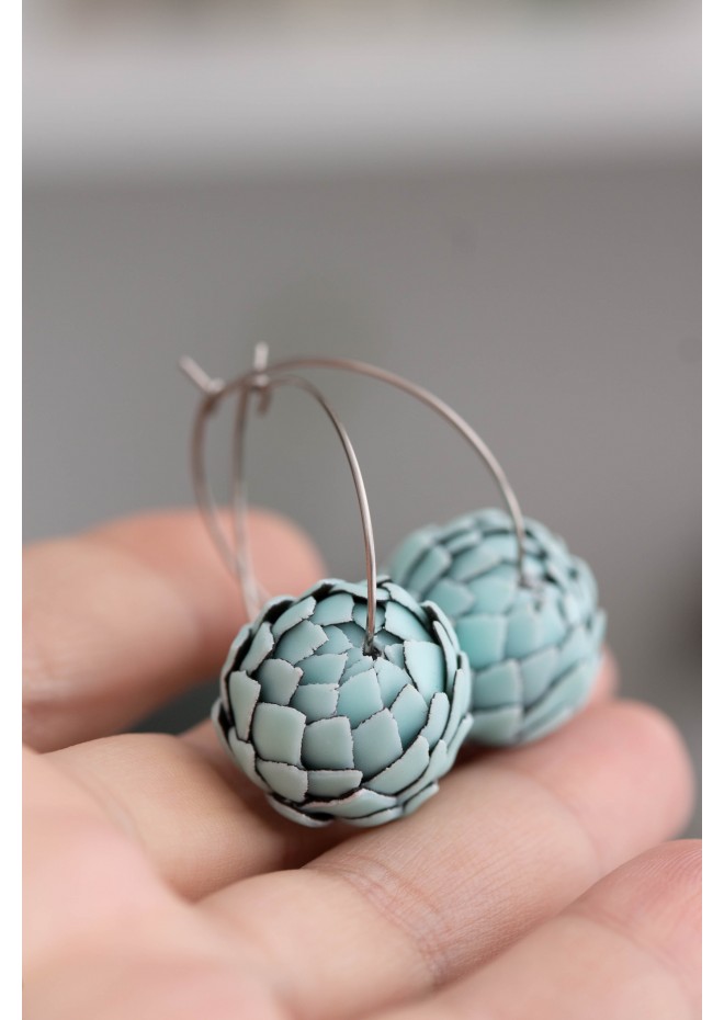 Mint  Artichoke Hoop Earrings