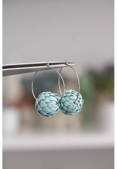 Mint  Artichoke Hoop Earrings